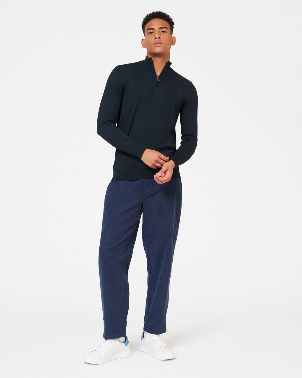 Knitwear Ben Sherman Merino Half-Zip Noir | CXS-17250253